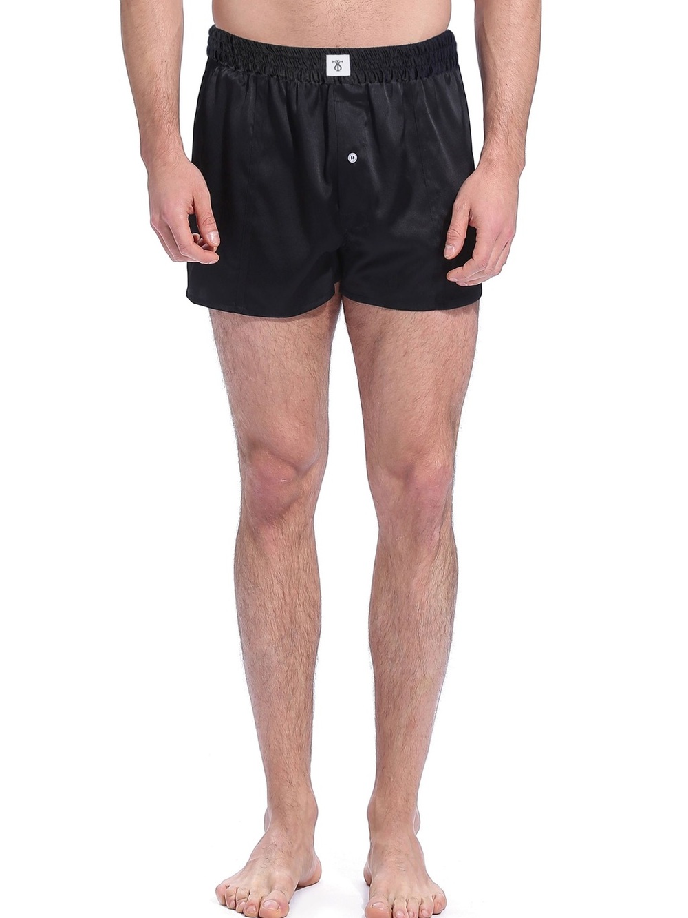 Lilysilk Men's Black Silk Boxers with Elastic Waistband Size L Luxury